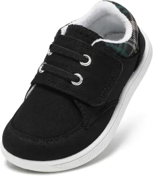 STQ Toddler Barefoot Shoes Wide Toe Box Shoe Boys Kids Walking Boy Sneakers Non-Slip Lightweight Comfortable First Walking Tennis Outdoor Activities Black White Little Kids Size 12