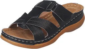SuanlaTDS Orthopedic Sandals for Women Wedge Summer Dressy Comfortable Arch Support Slip On Platform Beach Walking Shoes 2025 Outdoor Open Toe Low Heels Boho Party Slide Sandal Slippers