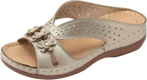 SuanlaTDS Orthopedic Sandals for Women, Womens Summer Comfortable Wedge Arch Support Flip Flops Platform Dressy Slip-on Slides Low Heel Beach Outdoor Walking Shoes 2025 Open Toe Wedges Sandal