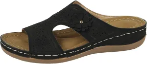 SuanlaTDS Orthopedic Wedge Sandals for Women 2025 Summer Dressy Open Toe Walking Slippers with Arch Support Comfortable Daily Wear Outdoor Beach Shoes Slip-on Platform Low Heel Slide Sandal
