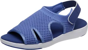 SuanlaTDS Platform Sandals for Women Comfortable Wedge Open Toe Walking Orthopedic Sandals Summer Dressy Mesh Casual Thick Soled Slingback Breathable Low Heels Outdoor Sport Sandals