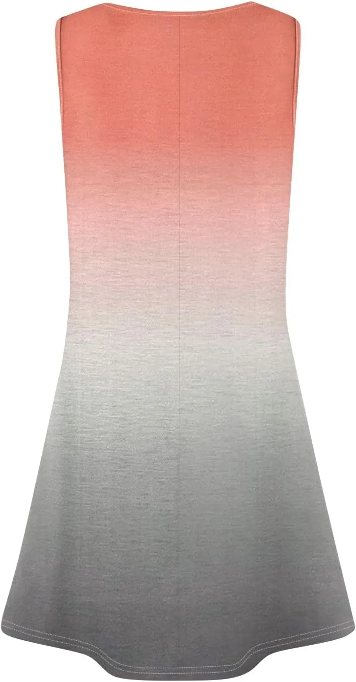 Summer Dresses for Women 2025 Floral Loose T Shirt Dresses V Neck Casual Pleated Front Tank Dress Sleeveless Sundresses
