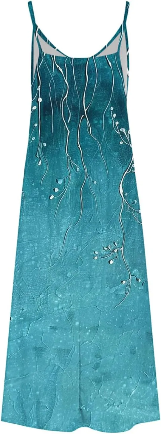 Summer Dresses for Women 2025 Vacation Floral Slip Dress Spaghetti Strap Boho Print V Neck Beach Vacation Sundresses