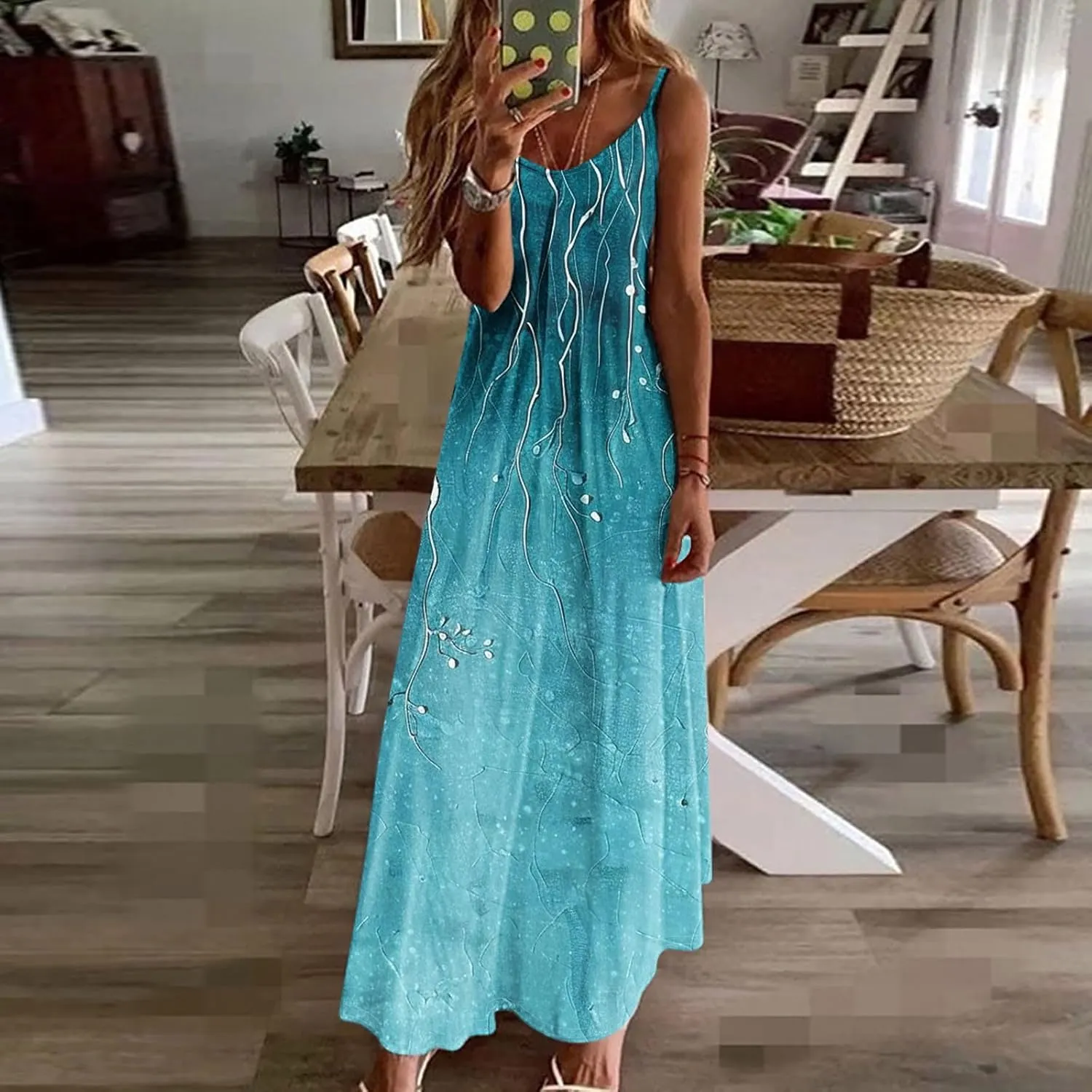 Summer Dresses for Women 2025 Vacation Floral Slip Dress Spaghetti Strap Boho Print V Neck Beach Vacation Sundresses