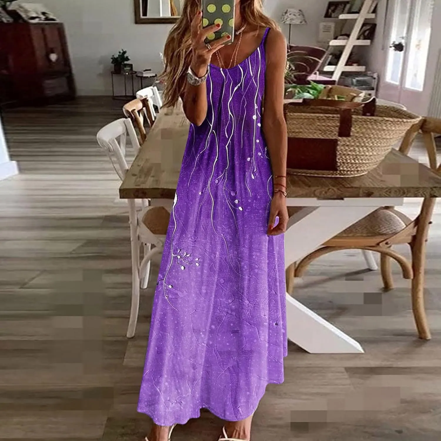 Summer Dresses for Women 2025 Vacation Floral Slip Dress Spaghetti Strap Boho Print V Neck Beach Vacation Sundresses