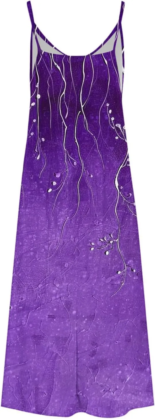 Summer Dresses for Women 2025 Vacation Floral Slip Dress Spaghetti Strap Boho Print V Neck Beach Vacation Sundresses