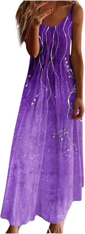 Summer Dresses for Women 2025 Vacation Floral Slip Dress Spaghetti Strap Boho Print V Neck Beach Vacation Sundresses