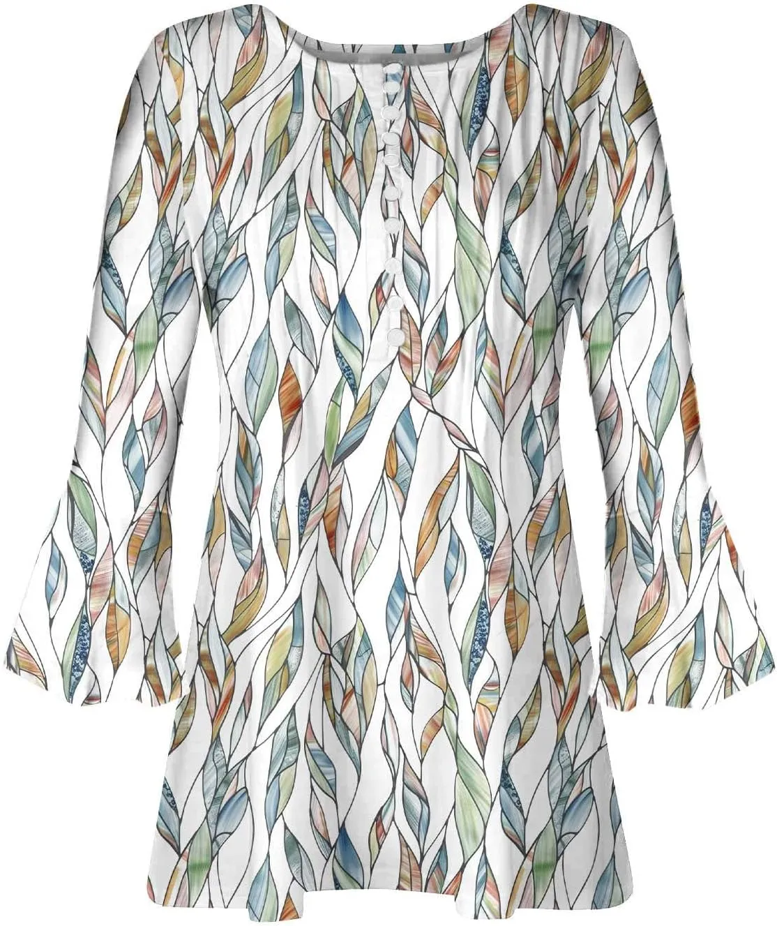 Summer Tops for Women Trendy Boho Vintage 3/4 Sleeve Tunic Blouse V-Neck T-Shirt Casual Floral Spring Fashion Outfits