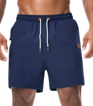 Surenow Mens Casual Shorts Running Gym Shorts Drawstring Elastic Waist Shorts Stretch Summer Beach Shorts with Zipper Pockets
