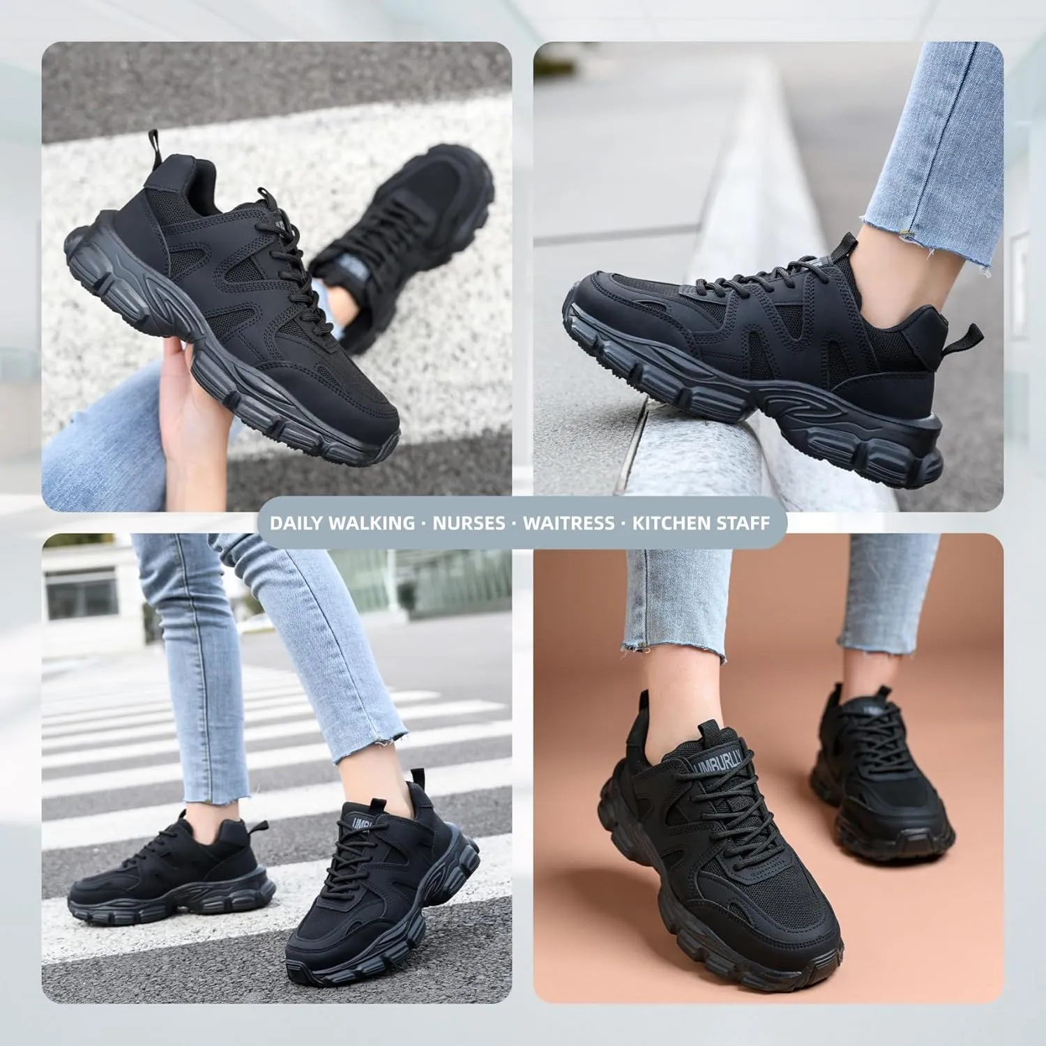 SYLPHID Non Slip Nursing Shoes Women Slip Resistant Food Service Shoe SR Walking Shoes for Nurses Wide Work Sneakers in Kitchen and Restaurant