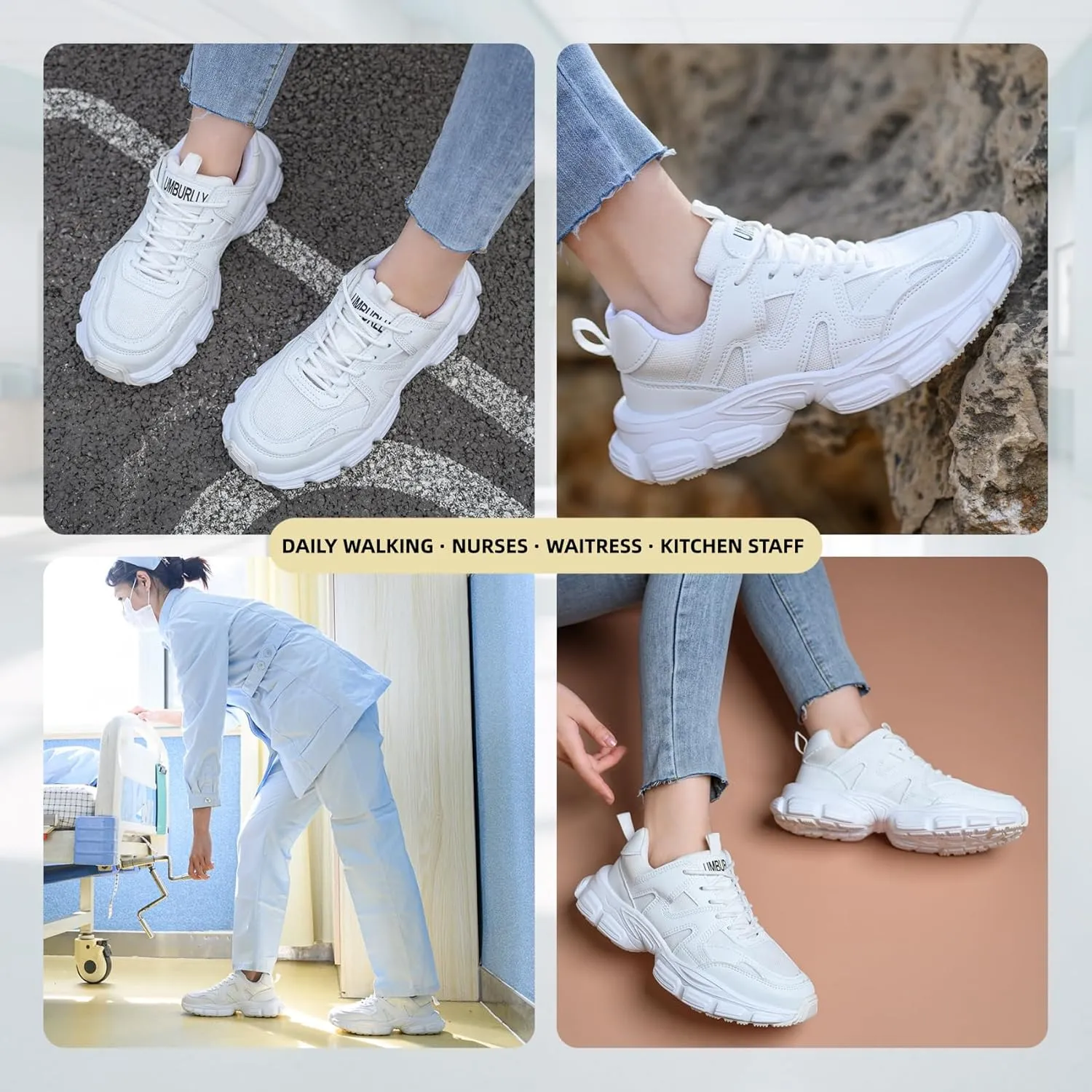 SYLPHID Non Slip Nursing Shoes Women Slip Resistant Food Service Shoe SR Walking Shoes for Nurses Wide Work Sneakers in Kitchen and Restaurant