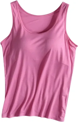 Tank Tops with Built in Bra Women Modal Padded Yoga Camisole Shelf Bras Plus Size Basic Racerback Workout Undershirt