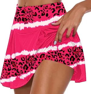 Tennis Skirts For Women With Shorts Lounge 2024 Printed Mid Rise Workout Shorts False 2 Piece Sets Loose Fit Shorts