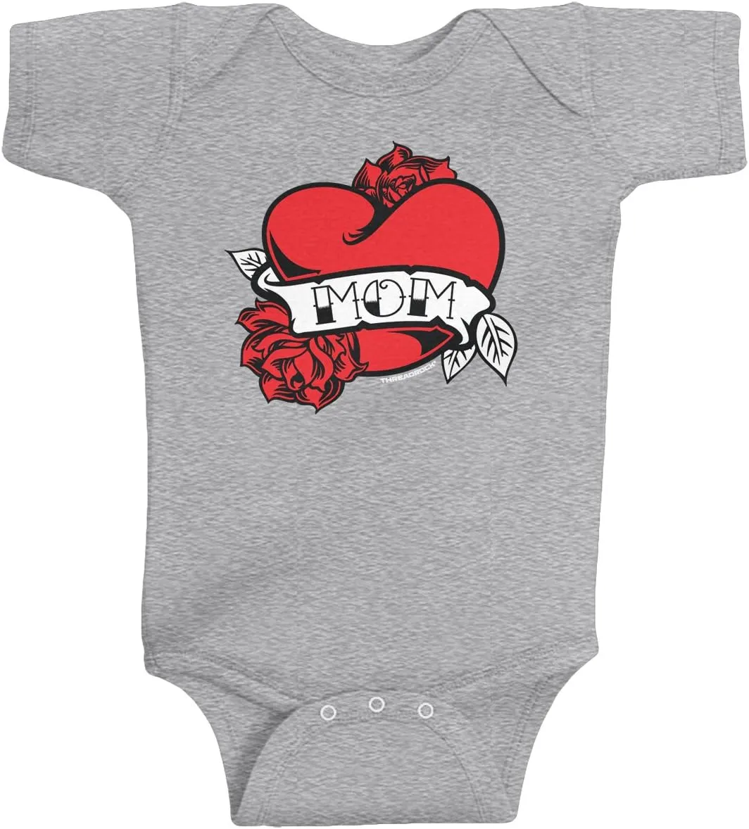 Threadrock Baby Boys' Mom Heart Tattoo Infant Bodysuit