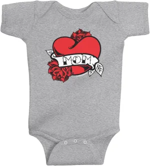 Threadrock Baby Boys' Mom Heart Tattoo Infant Bodysuit