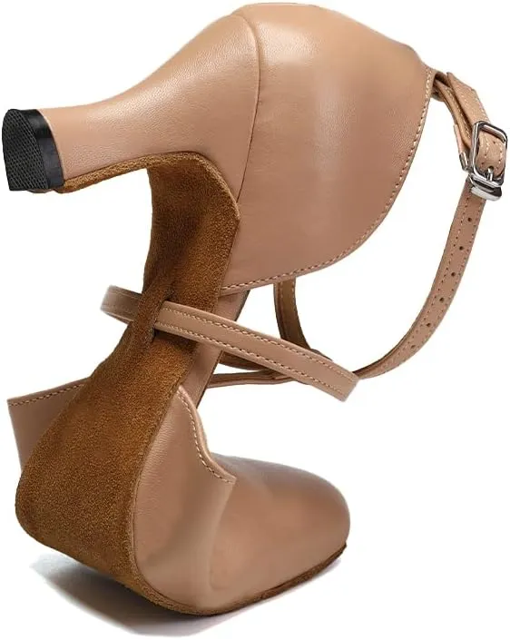 TINRYMX Women Ballroom Dance Shoes Closed Toe T-Strap Character Modern Latin Salsa Tango Waltz Performance Dancing Shoes,Model-YCL272