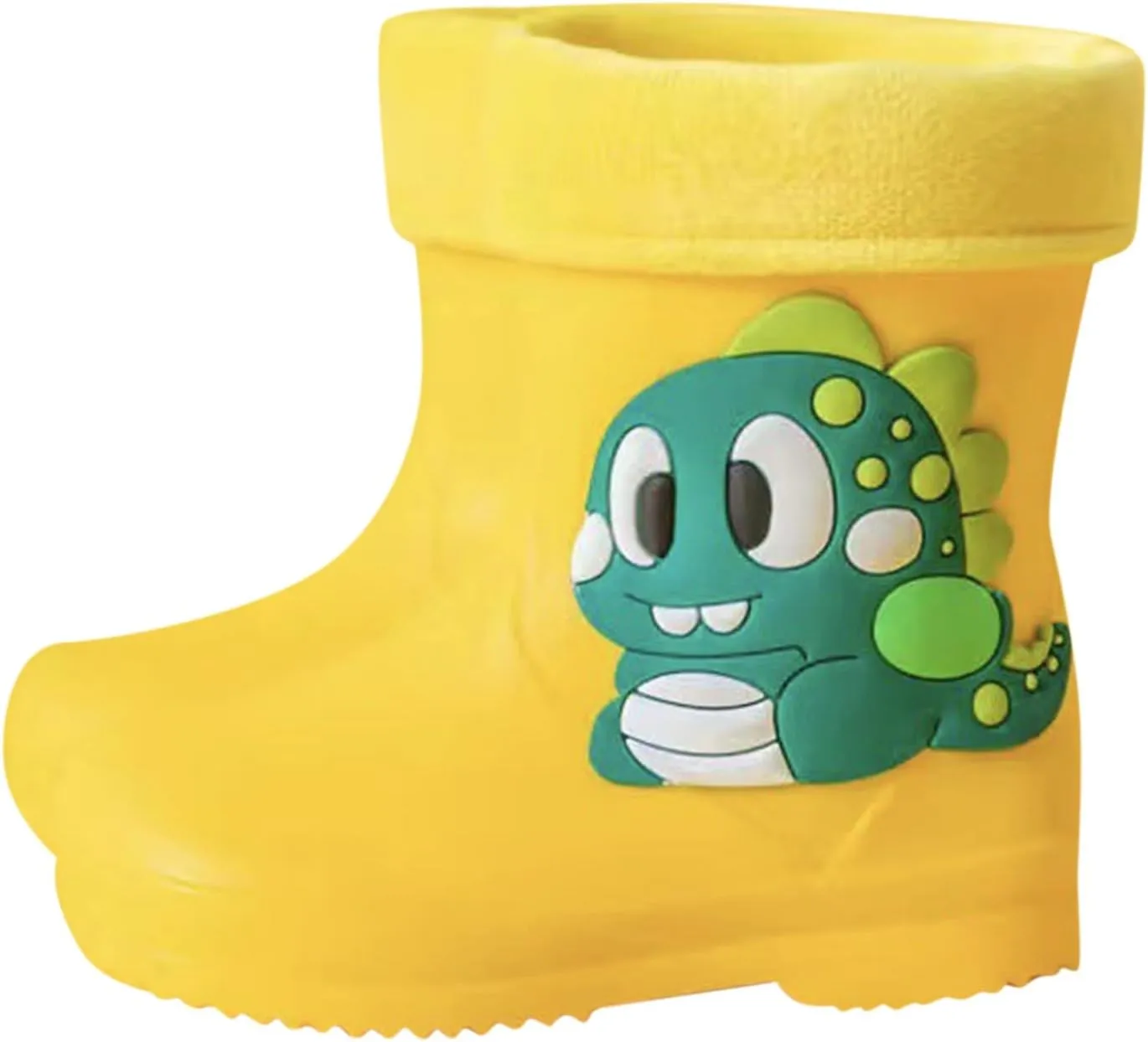 Toddler Boys Girls Dinosaur Rainboots with Fleece Lining Kids Lightweight Waterproof Rubber Mud Boots Winter