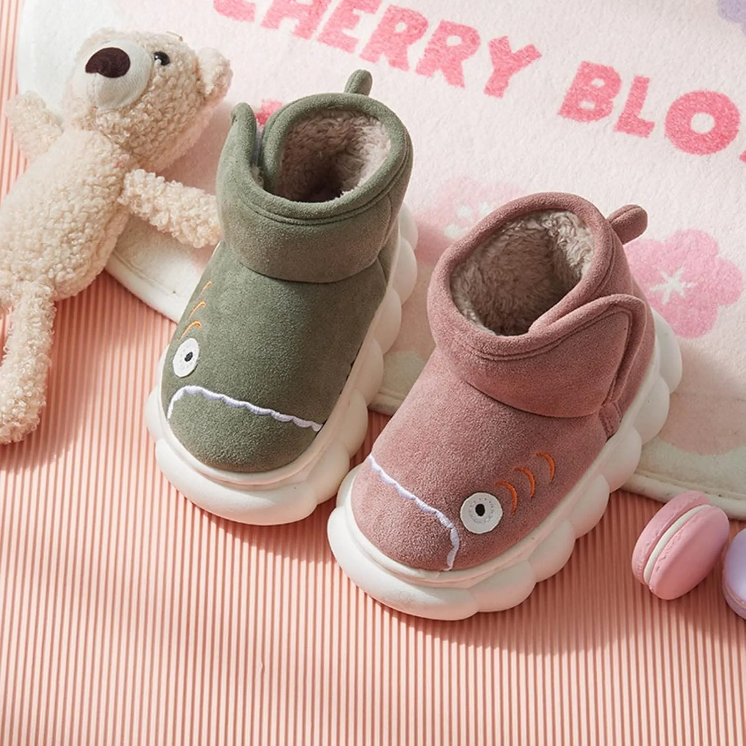 Toddler Boys Girls Winter Plush Boots for Cold Weather Kids Cartoon Animal Warm Faux ?????? Shoes with Hook/Loop