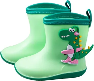 Toddler Dinosaurs Print Rain Boots Waterproof Rubber Rain Boots Non Slip Children Water Shoes Slip On Mud Boots