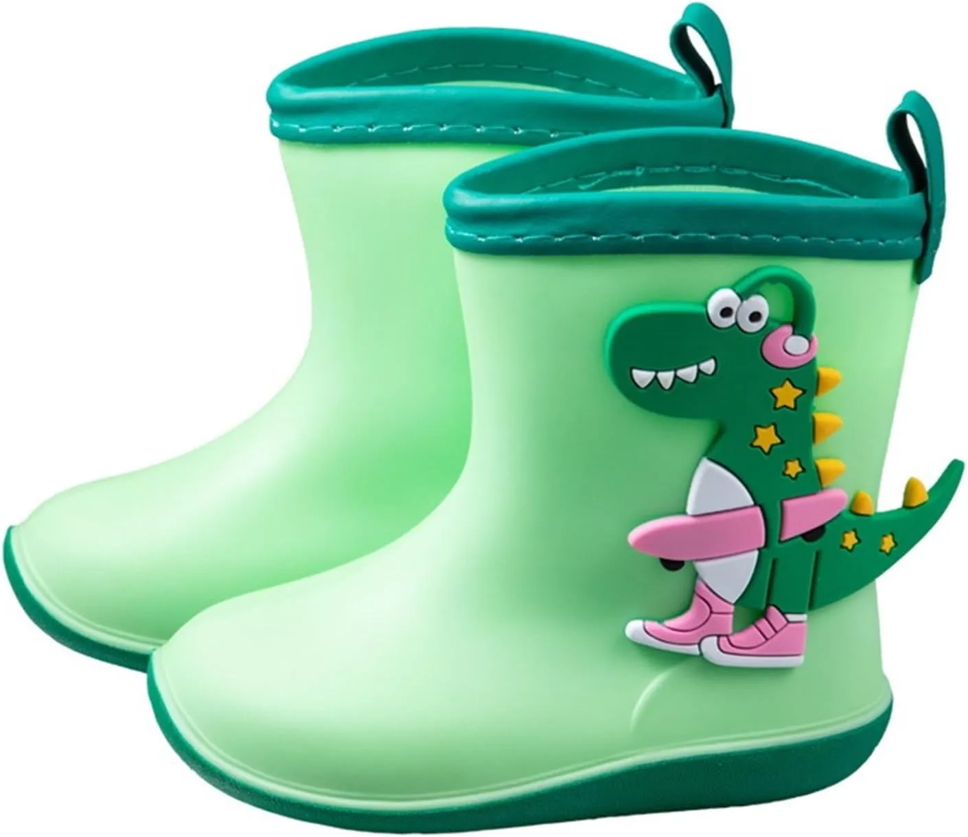 Toddler Dinosaurs Print Rain Boots Waterproof Rubber Rain Boots Non Slip Children Water Shoes Slip On Mud Boots