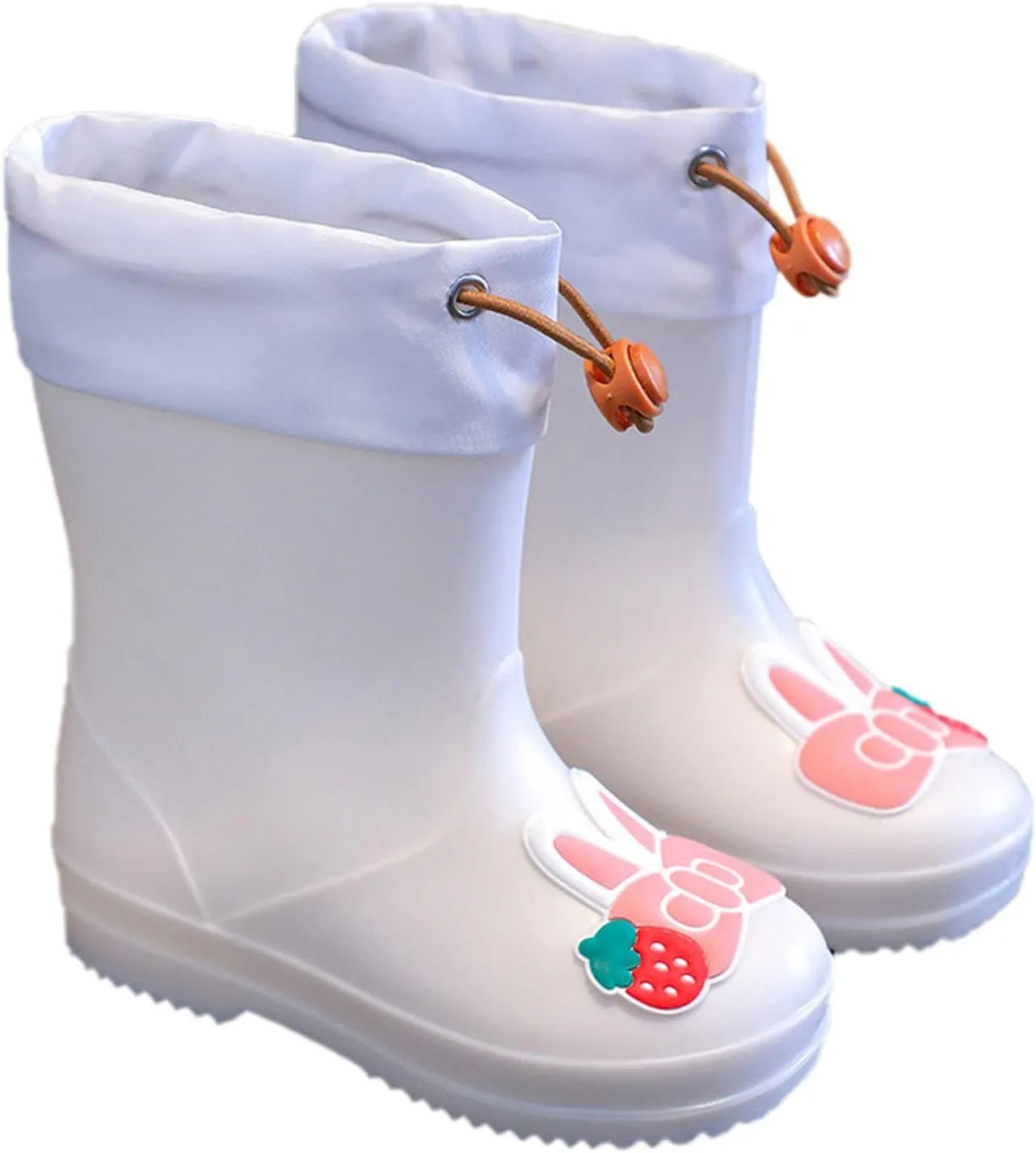 Toddler Kids aterproof Rain Boots Elastic Shrink Collar Mud Boots Girls Boys Rabbit Design Non Slip Boots