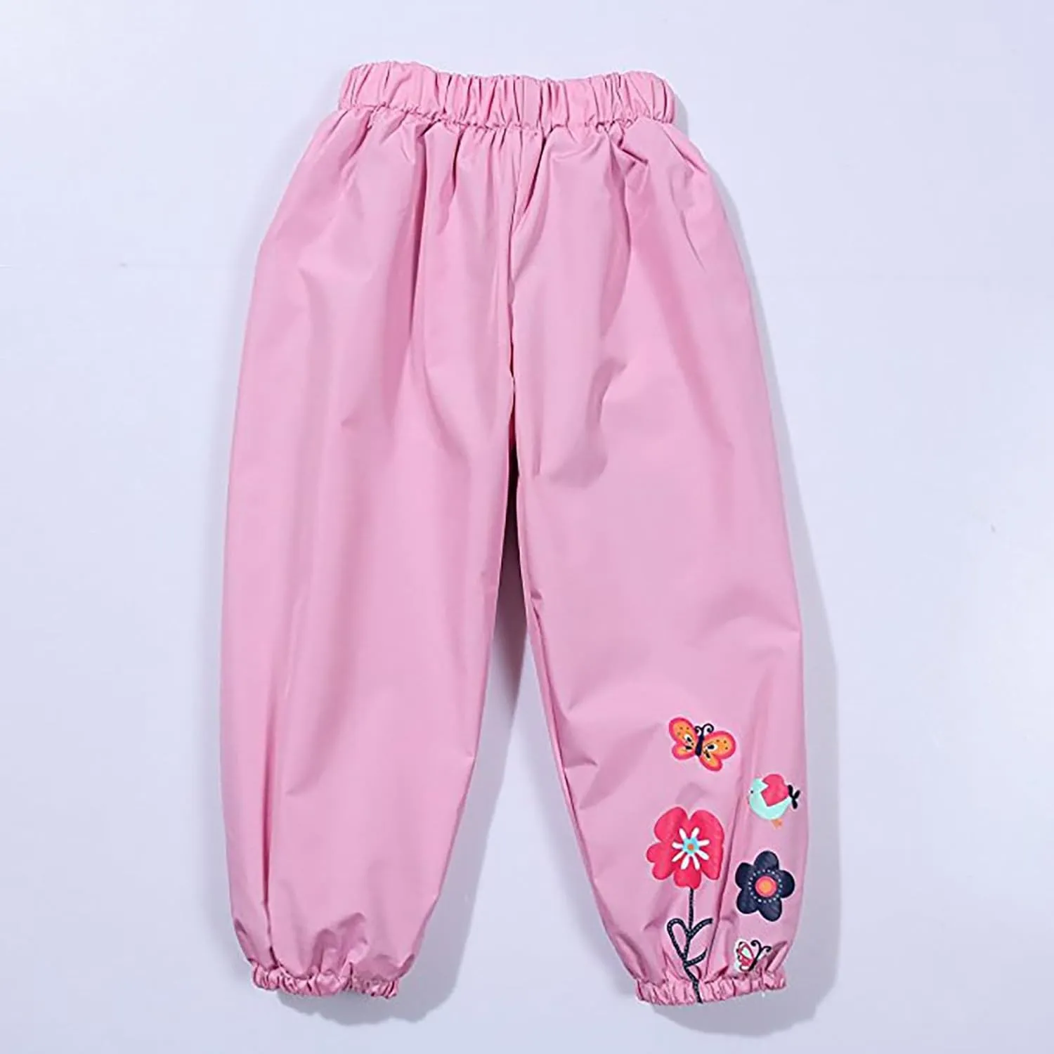Toddler Rain Pants Baby Boys Girls Waterproof Trousers Mud Pants Lightweight Reusable Cute Butterfly Flower Rainwear