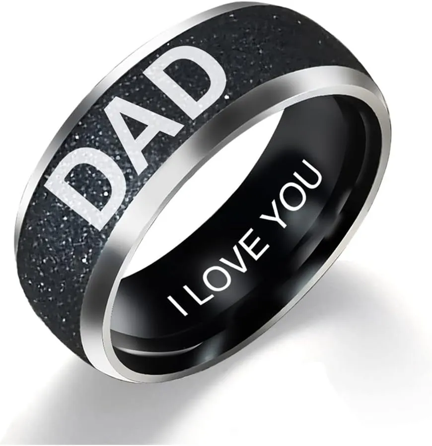 Todenb Mother's Day Stainless Steel Jewelry Family Couple Family Ring for DAD MOM Jewelry