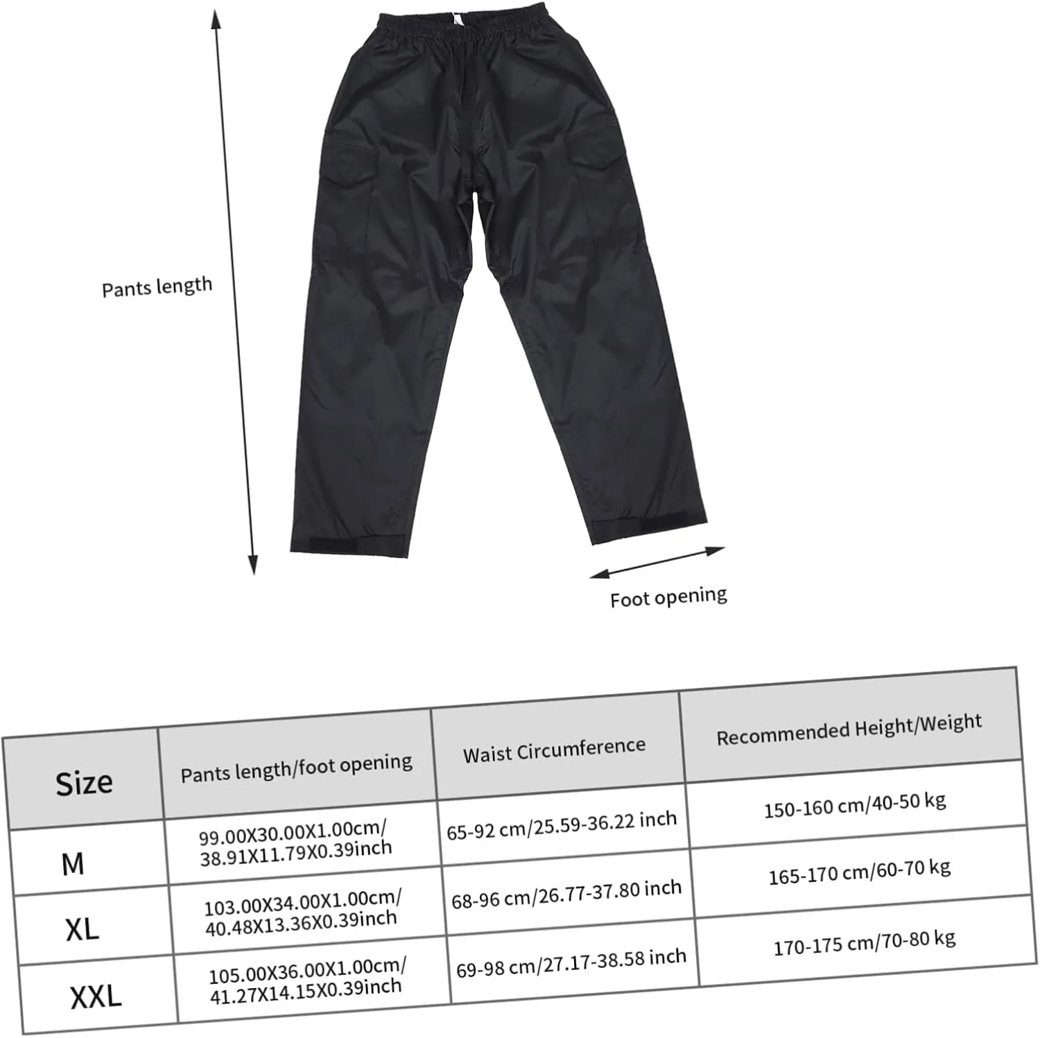 Totority Outdoor Adventure Pants Breathable Water Resistant Rain Pants for Men Women Black