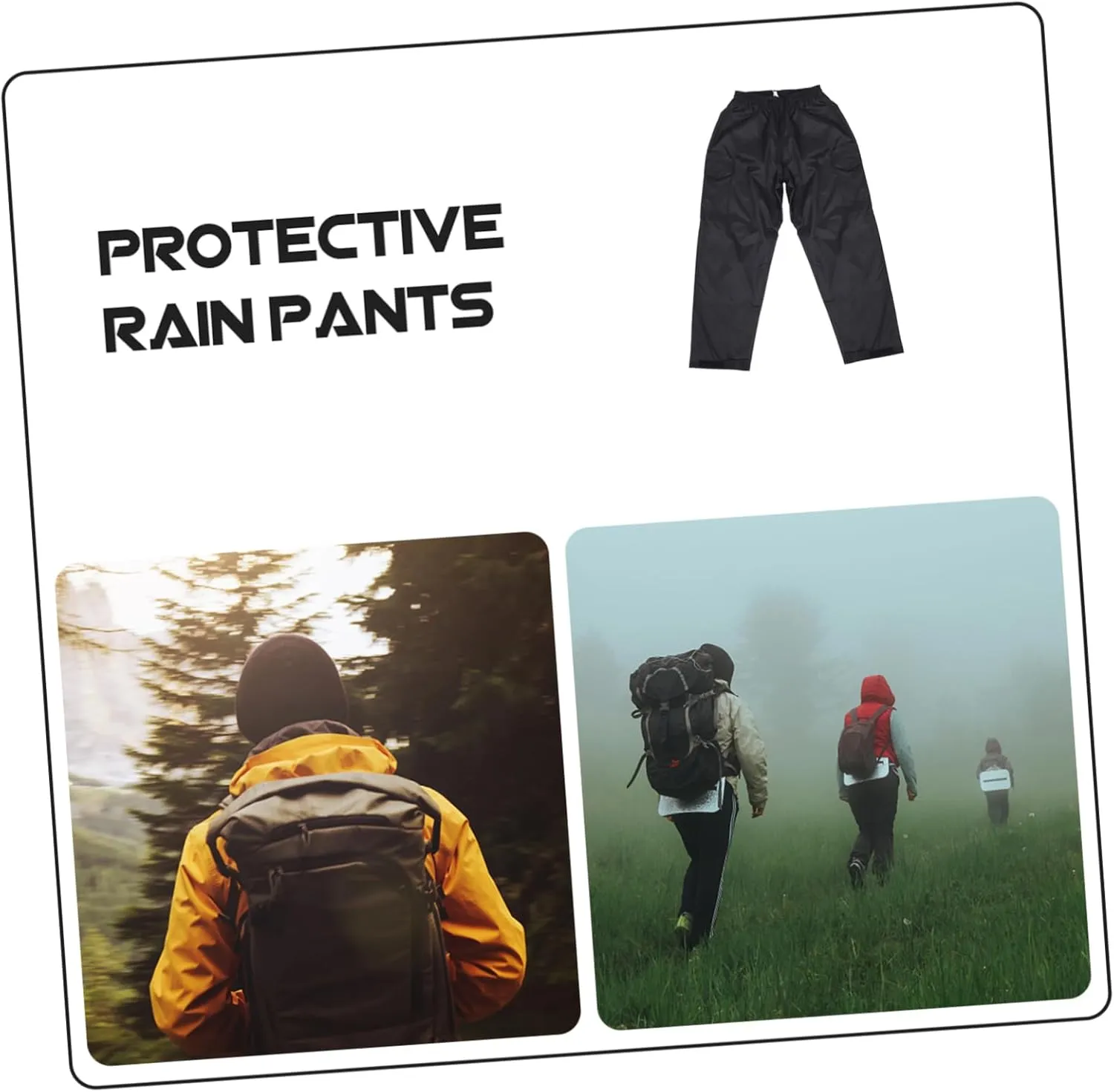 Totority Outdoor Adventure Pants Breathable Water Resistant Rain Pants for Men Women Black