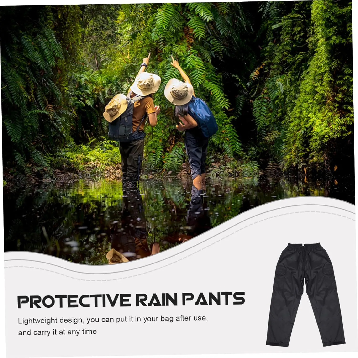 Totority Outdoor Adventure Pants Breathable Water Resistant Rain Pants for Men Women Black