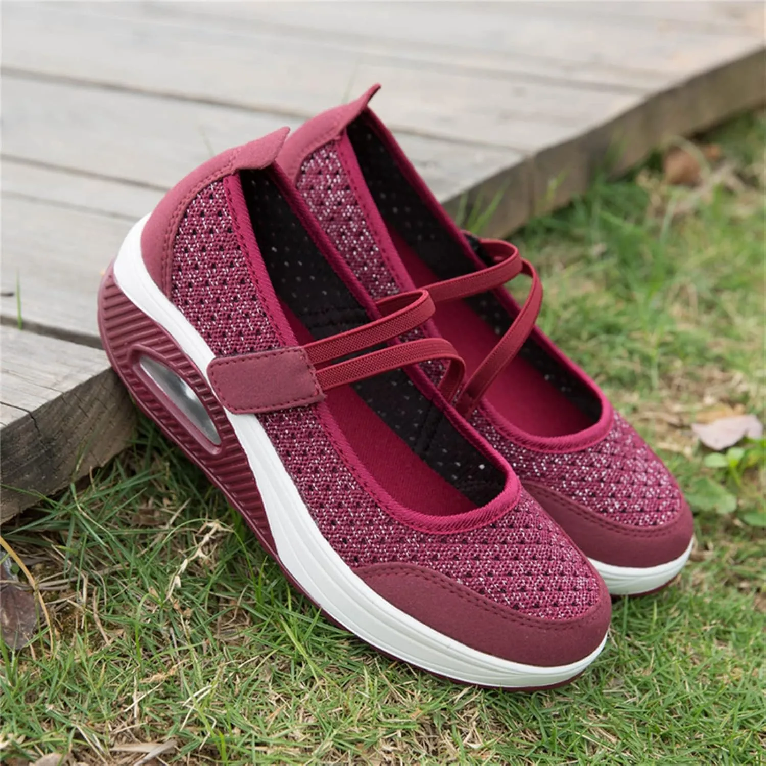 Touchmosees Women's Daily Walker Air Cushion Orthopedic Diabetic-Friendly Wedge Sneaker