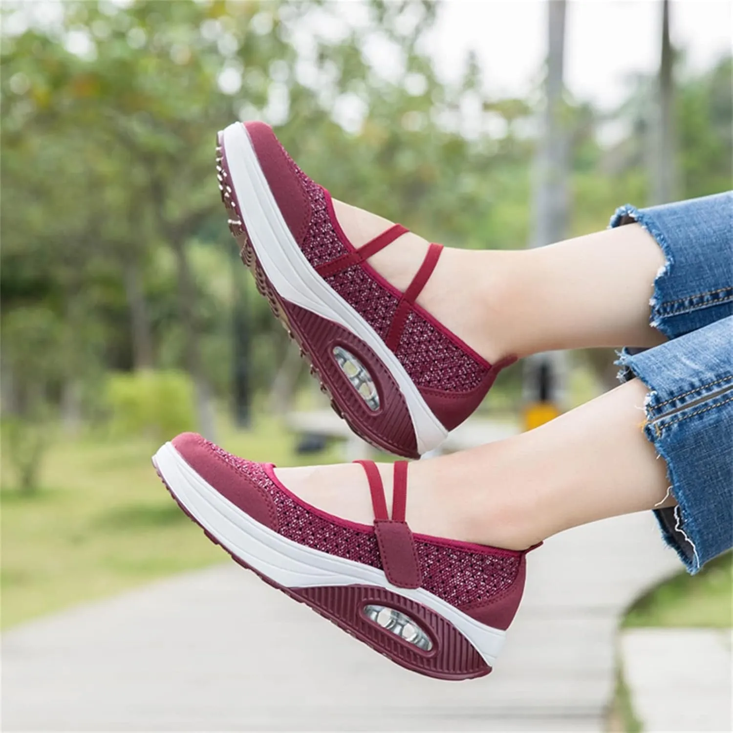 Touchmosees Women's Daily Walker Air Cushion Orthopedic Diabetic-Friendly Wedge Sneaker
