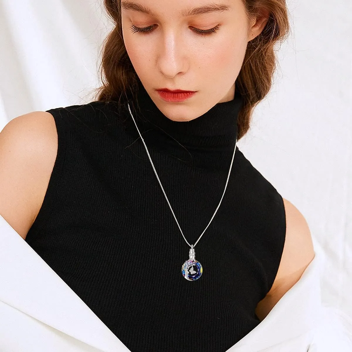 TOUPOP Butterfly Cremation Jewelry for Ashes Urn Necklace for Ashes Sterling Silver Memorial Jewelry