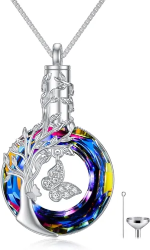 TOUPOP Butterfly Cremation Jewelry for Ashes Urn Necklace for Ashes Sterling Silver Memorial Jewelry