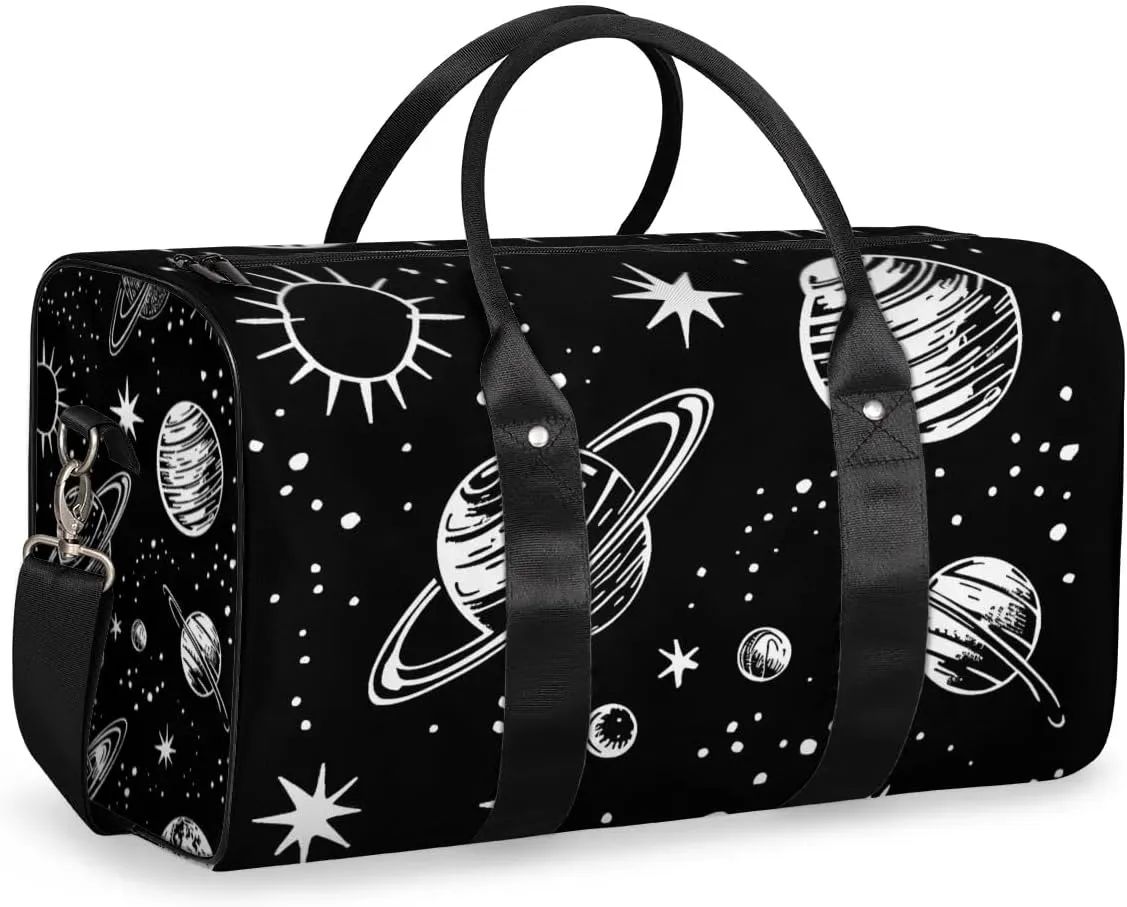 Travel Duffel Bag, Planet Galaxy Universe Space Sports Tote Gym Bag Foldable Western Aztec Weekender Bag Carry on Luggage Handle Bag Overnight Shoulder Bag for Women Men,A-394