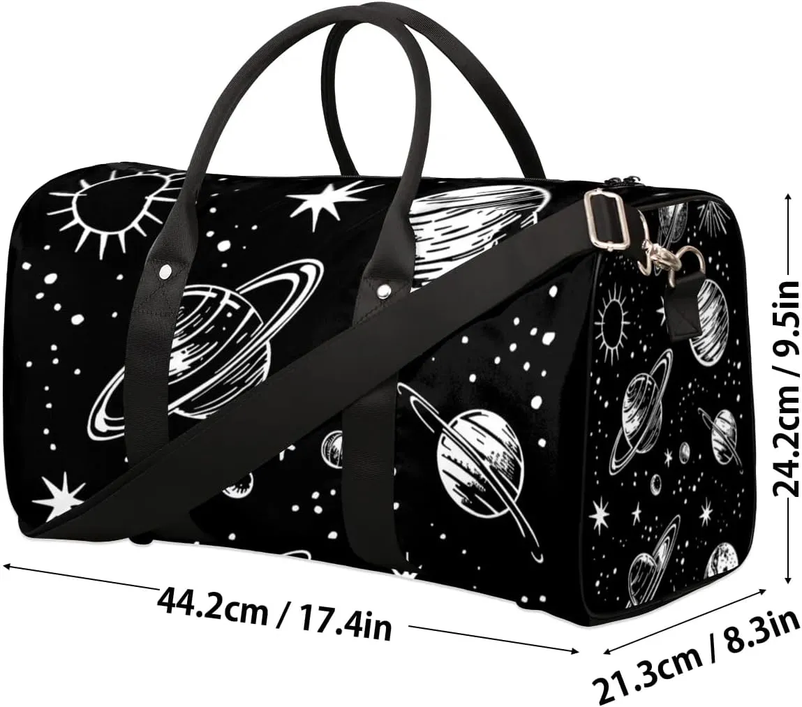 Travel Duffel Bag, Planet Galaxy Universe Space Sports Tote Gym Bag Foldable Western Aztec Weekender Bag Carry on Luggage Handle Bag Overnight Shoulder Bag for Women Men,A-394