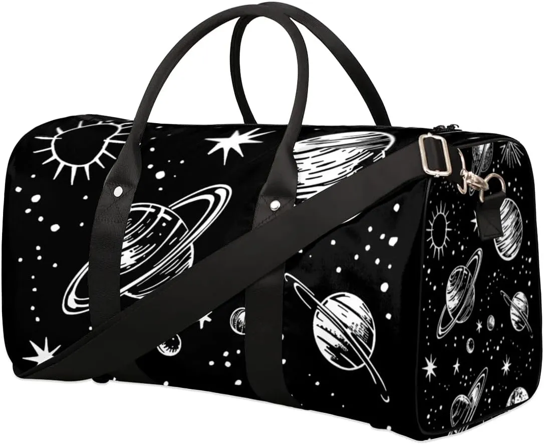 Travel Duffel Bag, Planet Galaxy Universe Space Sports Tote Gym Bag Foldable Western Aztec Weekender Bag Carry on Luggage Handle Bag Overnight Shoulder Bag for Women Men,A-394