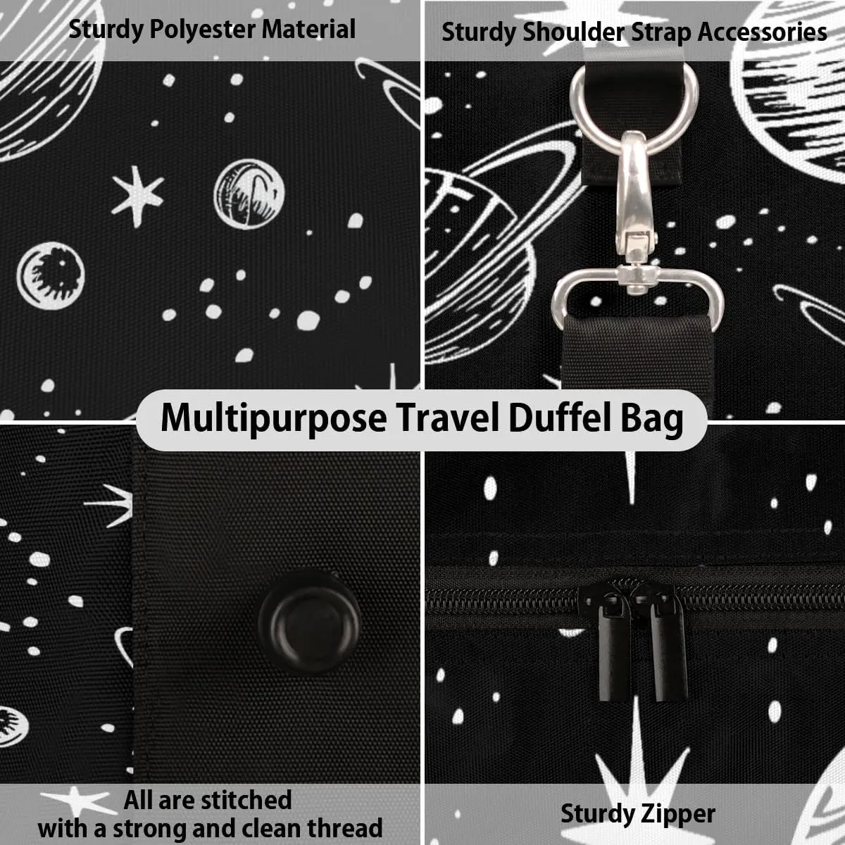Travel Duffel Bag, Planet Galaxy Universe Space Sports Tote Gym Bag Foldable Western Aztec Weekender Bag Carry on Luggage Handle Bag Overnight Shoulder Bag for Women Men,A-394