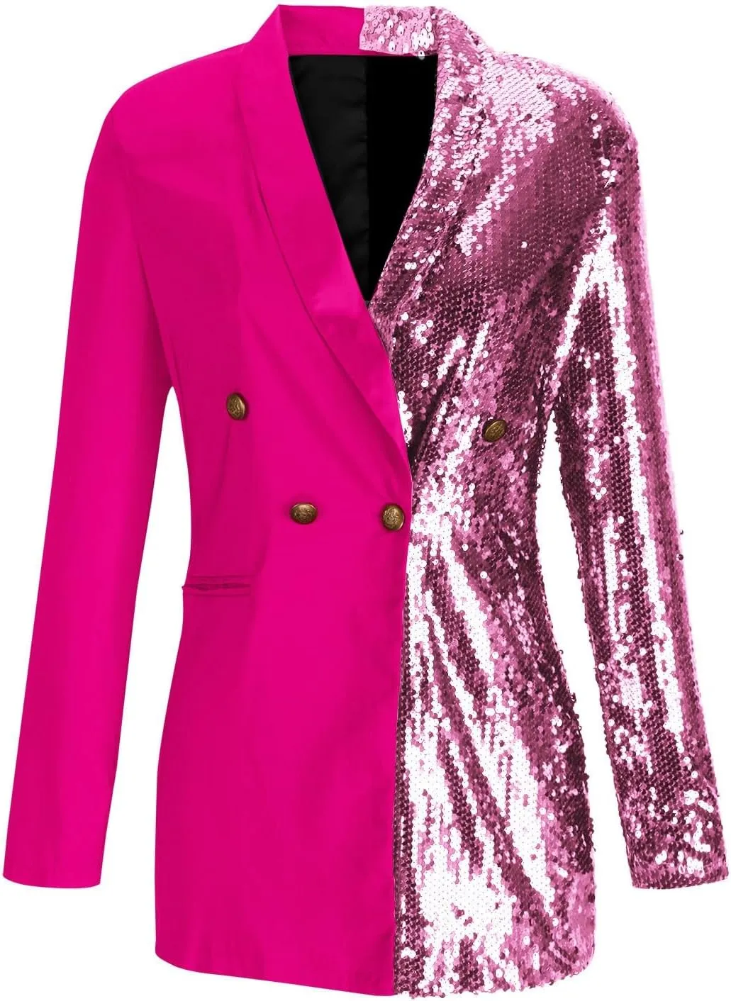 Trendy Sequin Blazer for Women Buttons Jackets Dress Casual Long Sleeve Lapel Blazers Outerwear with Pocket