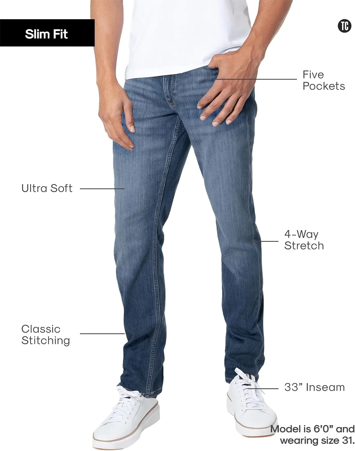 True Classic Mens Jeans - Stretch Jeans for Men, Ultra-Soft Premium Fabric