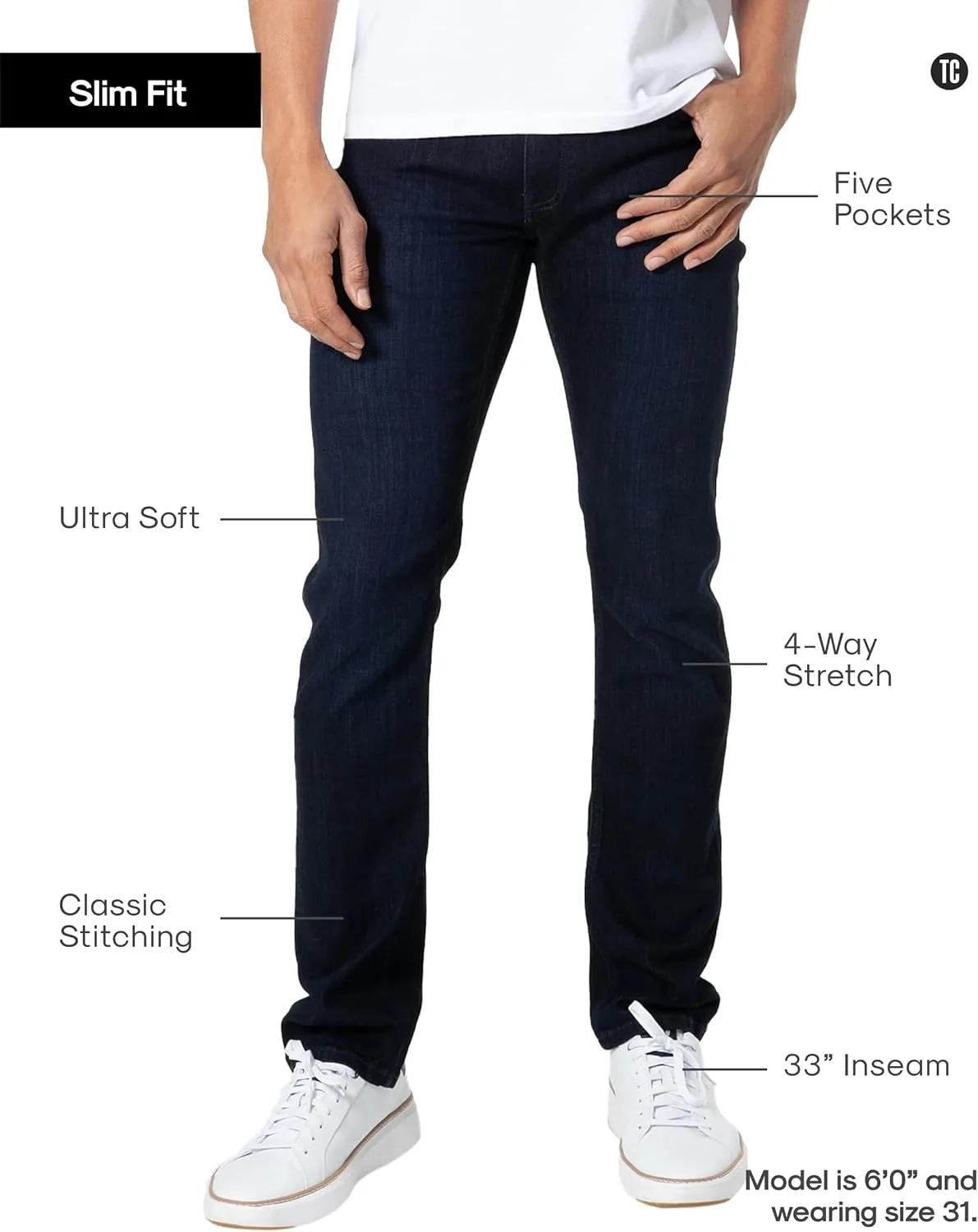 True Classic Mens Jeans - Stretch Jeans for Men, Ultra-Soft Premium Fabric