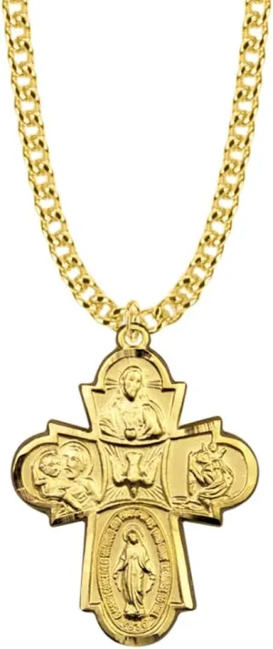 True Faith Jewelry Sterling Silver 5 Way Medal Cross Medal Pendant Necklace Religious Jewelry