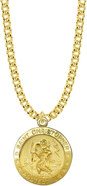 True Faith Jewelry Sterling Silver Saint Christopher Medal Patron Saint Pendant Necklace Religious Jewelry