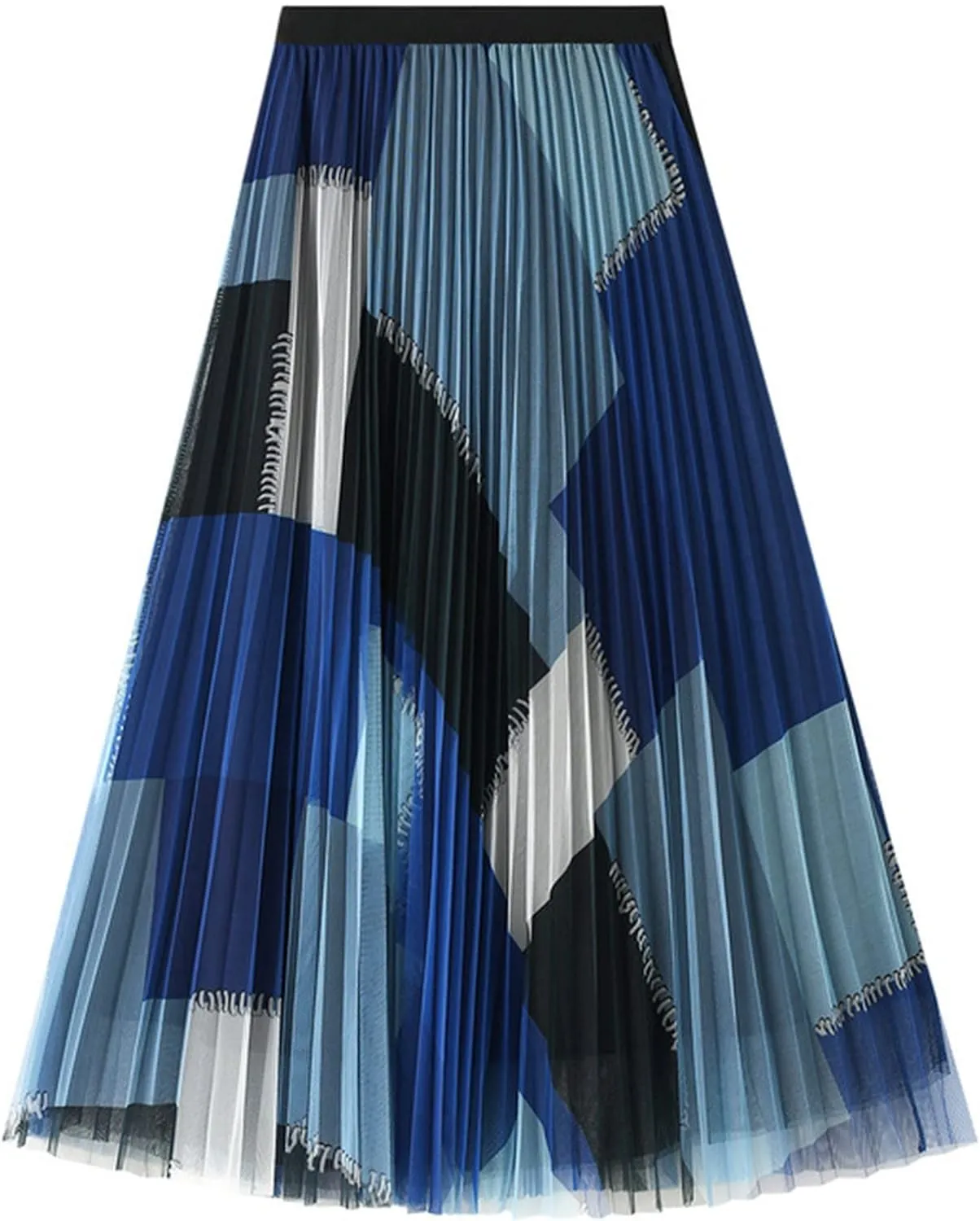 tuduoms Women's Long Tulle Tutu Skirt Teen Girls Pleated Layered Midi Skirt Sequin Flowy Maxi Skirt Dress for Wedding Party