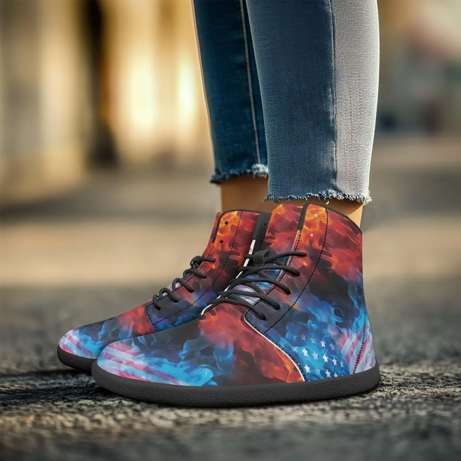 Unisex Womens Mens High Top Business Shoes Lace Up Running Athletic Sneakers Casual Walking Shoe