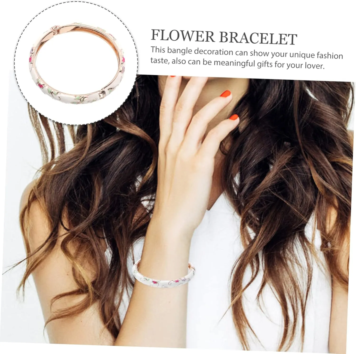VALICLUD Floral Bracelet Women Accessories Jewelry Hinge Cuff Bracelet Wristband Jewelry Open Bracelet Wrist