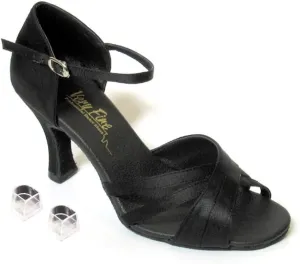 Very Fine Ladies Women Ballroom Dance Shoes EK6030 Black Satin 2.5" Heel (5M)