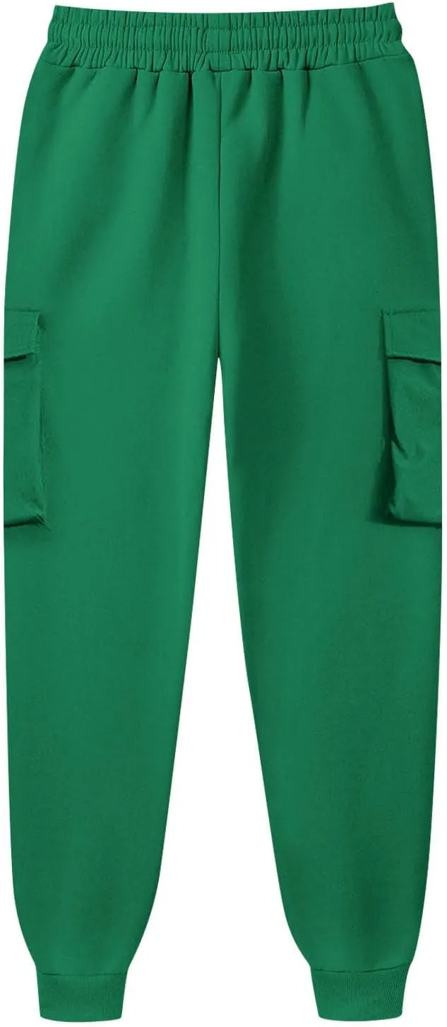 Vifucz Men Pockets Trousers Pants Solid Casual Sweatpants Elastic Waist Sport Long Pants Breathable Fall Winter Sweat Pants