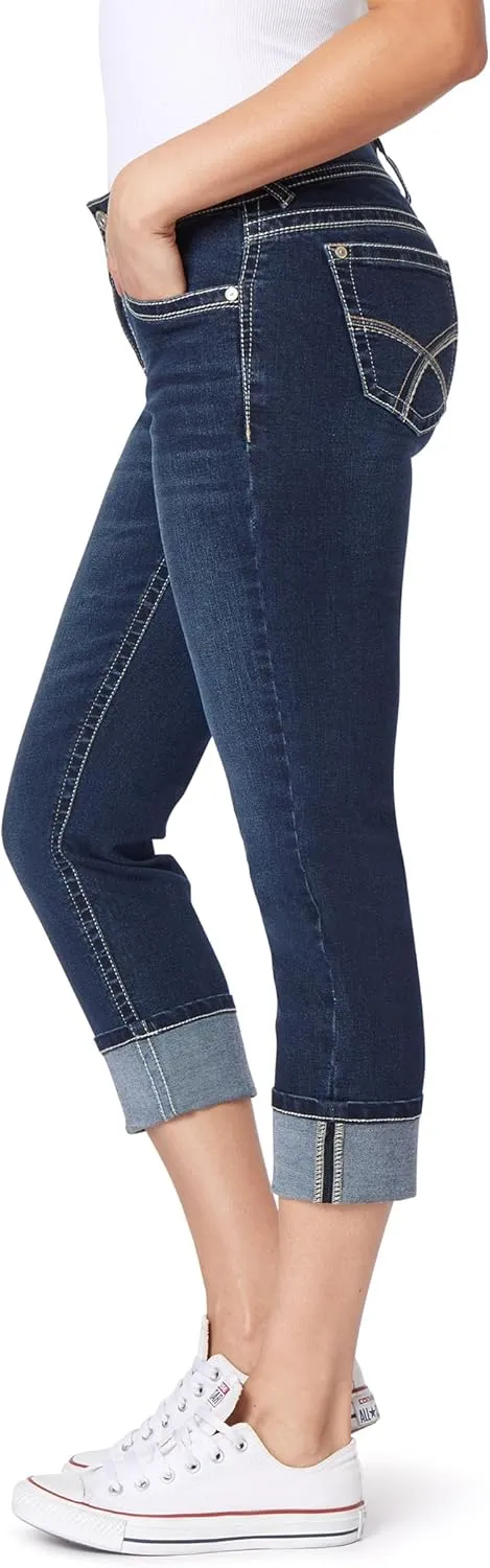 WallFlower Women's Luscious Curvy 23.5'' Crop Mid-Rise Insta Stretch Juniors (Standard and Plus)