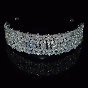 WAOCEO Hair Jewelry Crown Tiaras for Women Gold Plated AAA Vintage Baroque Girl Headdress Wedding Hair Accessories Jewelry Bride Crown Jewelry Afs-9006-silvermutil